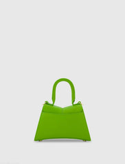 Green Angular Mini Leather Handbag With Gold Hardware