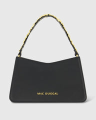 Gold Floral Small Black Nappa Leather Shoulder Bag