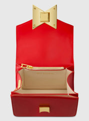 Red Mini Leather Tone On Tone Crossbody Bag