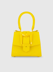 Buckled Mini Croco Leather Handbag with Detachable Strap