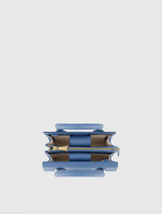 Blue Small Leather Tote Bag With Gold Hardware - FINAL SALE