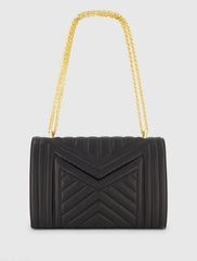 Black Quilted Napa Leather Handbag With Gold Hardware
