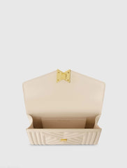 White Quilted Napa Leather Handbag With Gold Chain - FINAL SALE