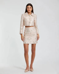 Pink Brocade Mini Skirt