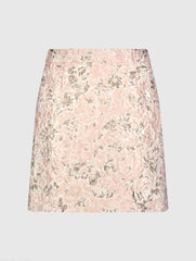 Pink Brocade Mini Skirt